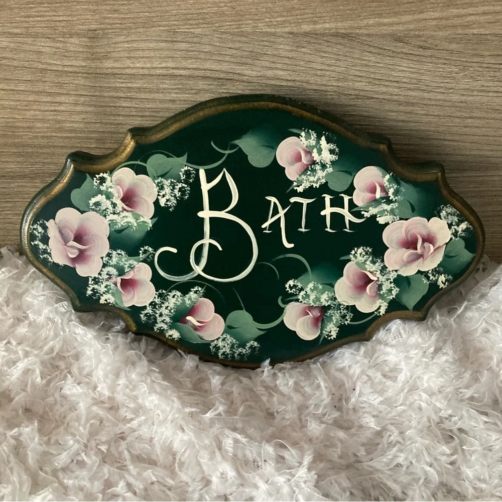Vintage Tole Painted “Bath” Sign